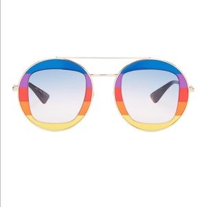 Gucci rainbow gold round Frame sunglasses